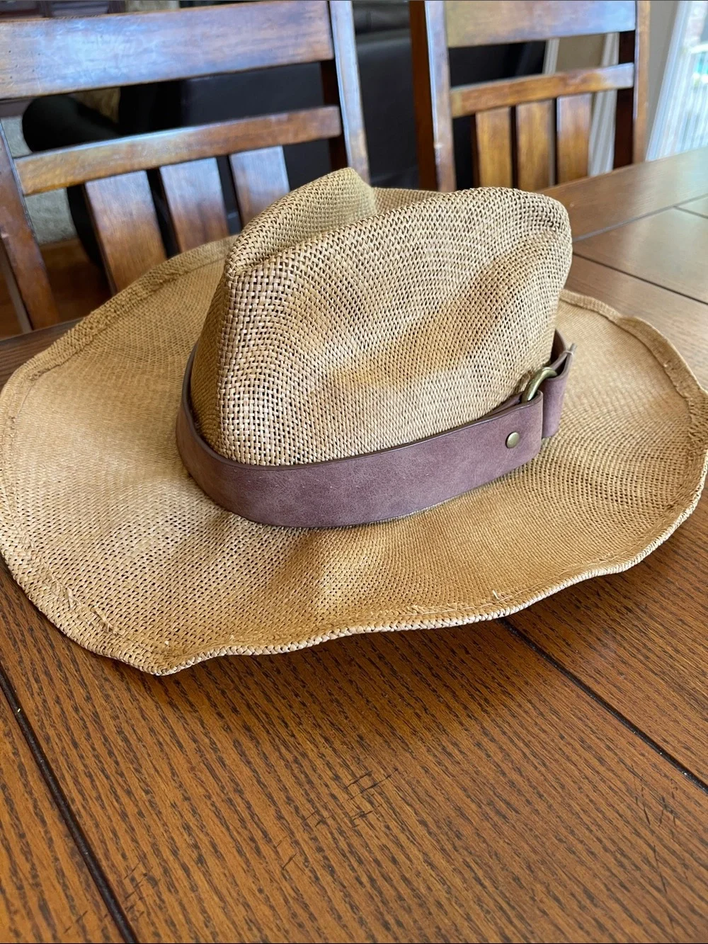 FRYE Straw Cowboy Hat Leather Band